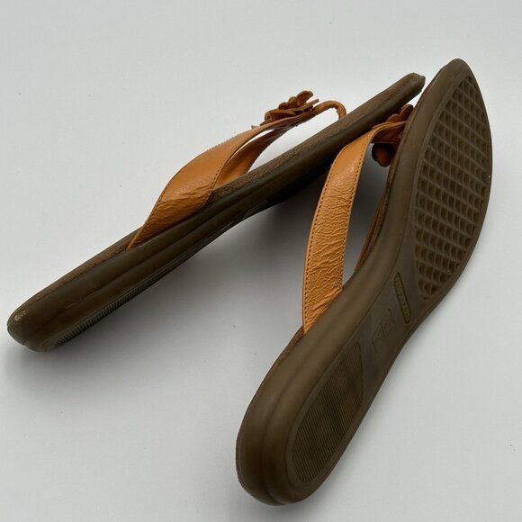 AEROSOLES Sandals Womens 9M Branchley Orange Flower Thong Toe Post Brown Sole - Picture 4 of 13